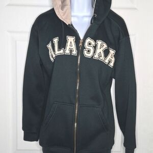 Cozy Alaska Green Zip Hoodie Mens SM
